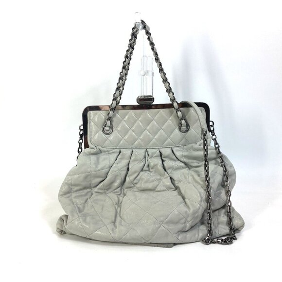 CHANEL Gray Leather Shoulder Bag - Picture 1 of 14